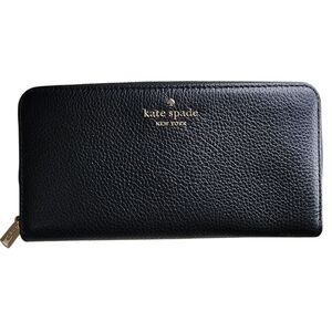 NWT Kate Spade Black Leather Zip-Around Wallet